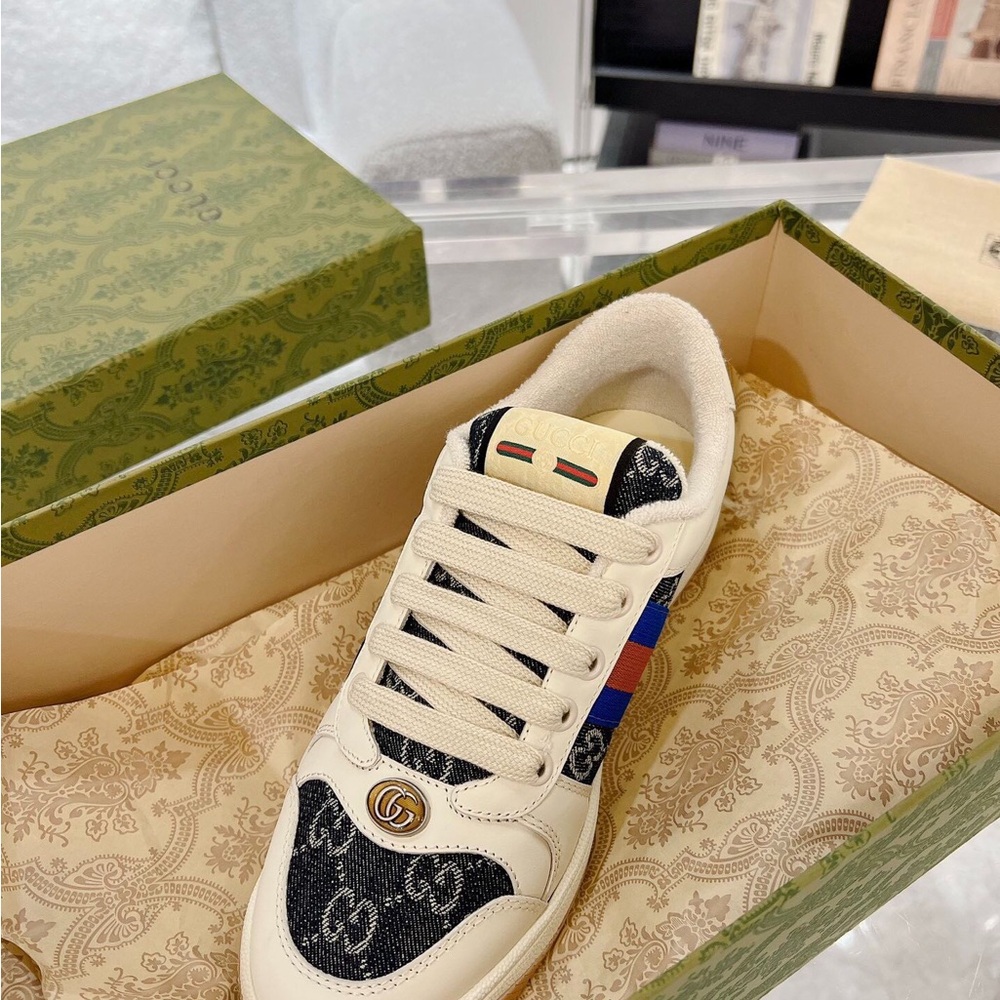 Gucci Cream and Blue Sneakers - Picture 5 of 16